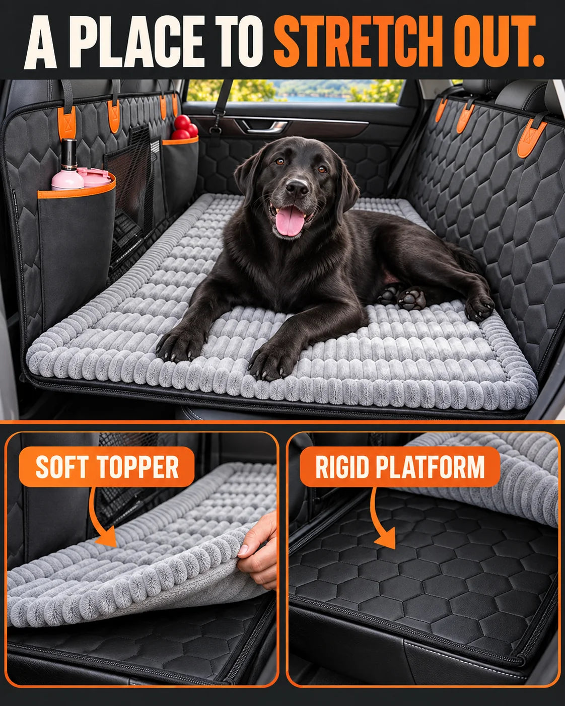 RoadNest comfort bundle showing its soft removable topper and rigid support platform